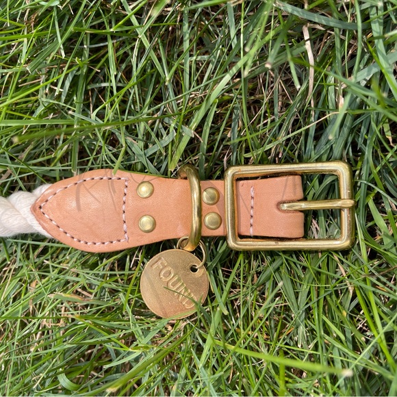 Teal ombré rope & leather collar - Picture 4 of 5